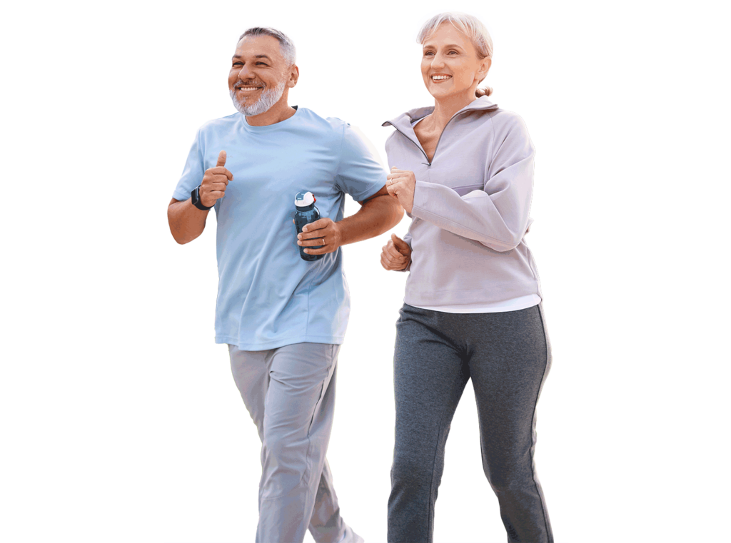 two older adults jogging